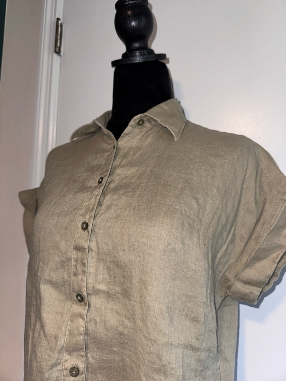 Ralph Lauren Olive Linen Shirt Coastal Casual Button Down Top